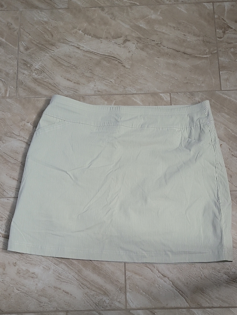 Mario Serrani White Mini Skirt with Light Blue Pinstripes